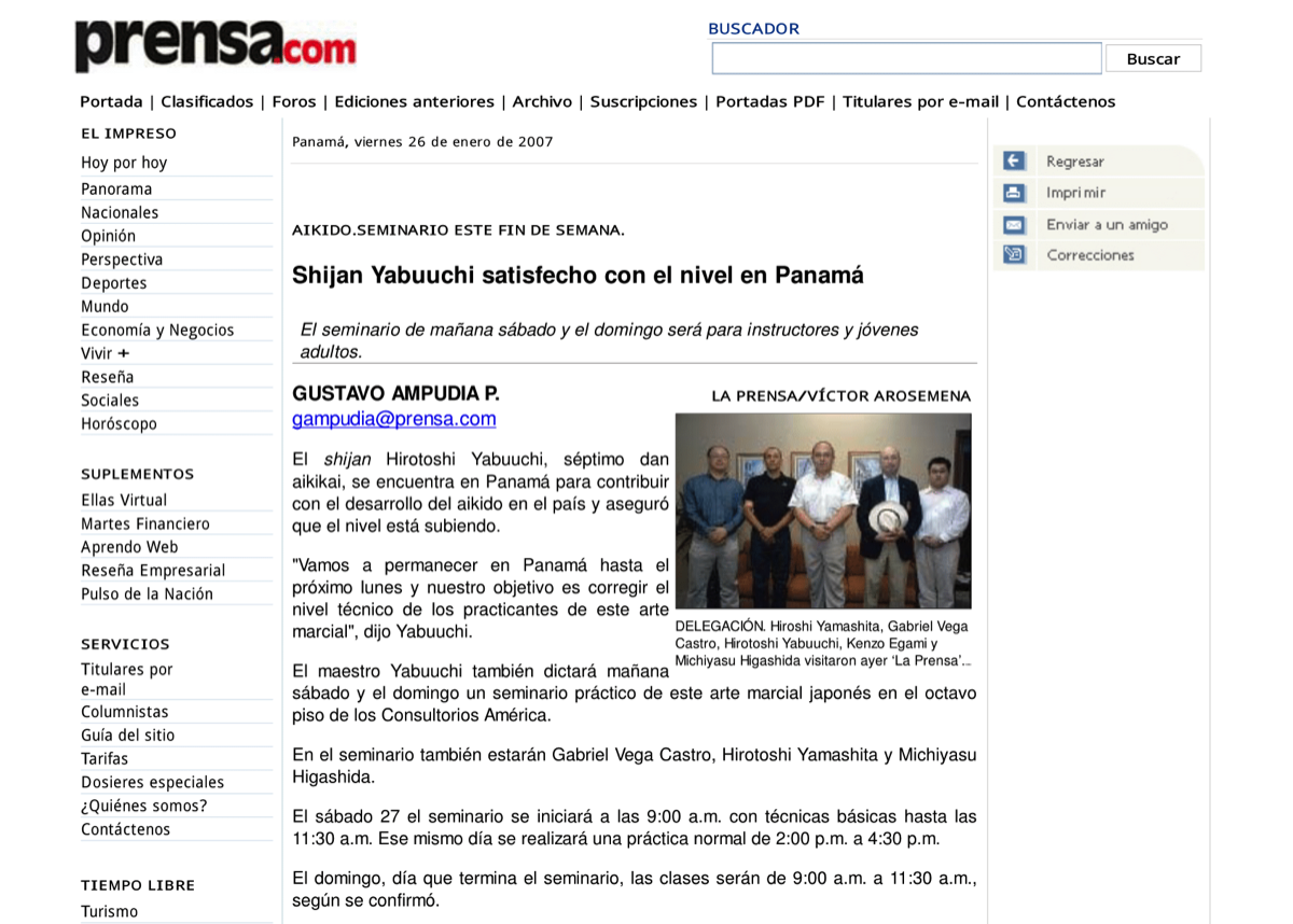 Shihan Yabuuchi satisfecho con el nivel de aikido en Panamá